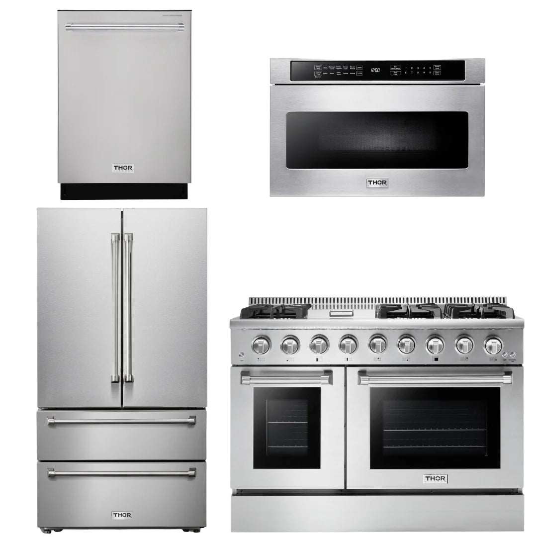 48 In. Natural Gas Range, Refrigerator, Dishwasher, Microwave Drawer M98716