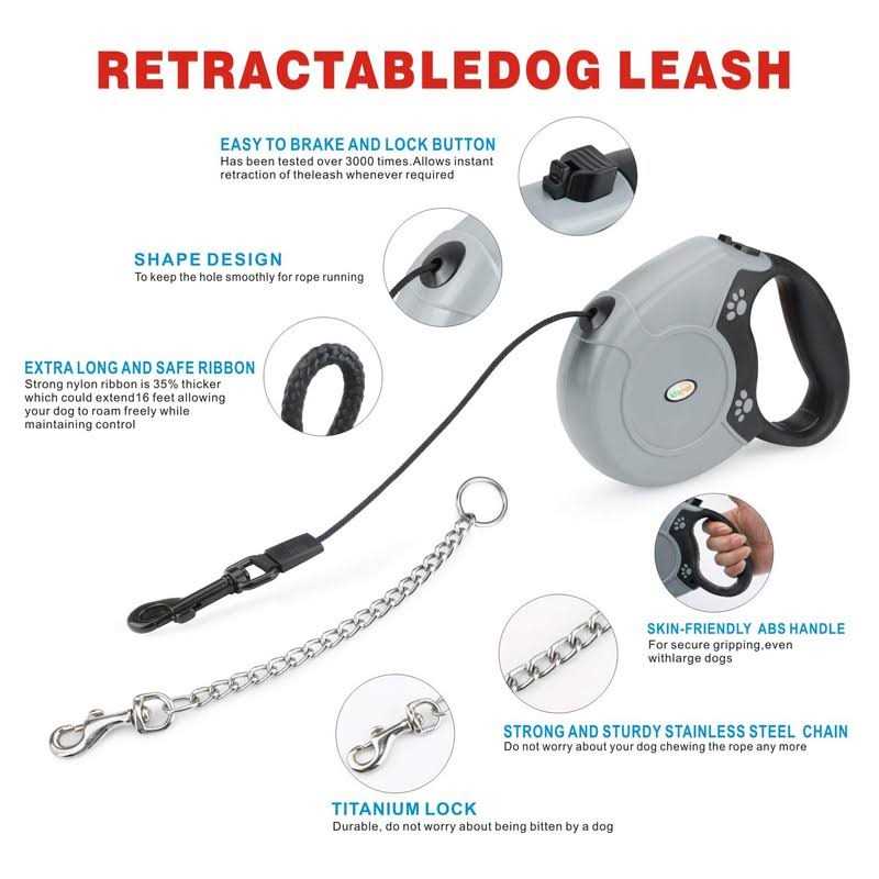 Heavy Duty Retractable Dog Leash 16ft W825