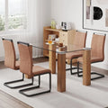 1 Table 4 Chairs Modern Minimalist Glass Dining Table Set Y958