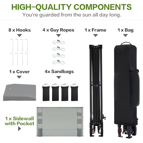 10'x10' Pop Up Canopy Tent with 1 Sidewall and 6 Pockets, White P70639