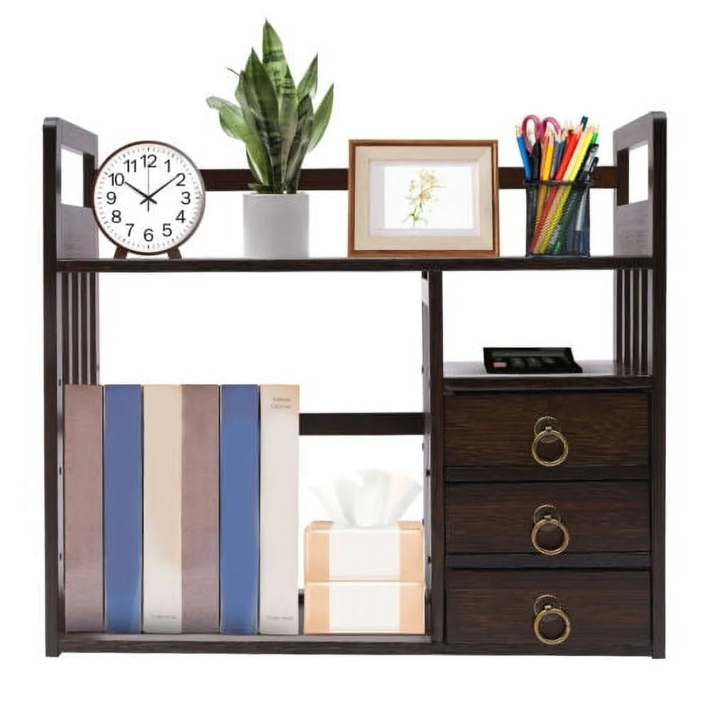 3 Drawers Bamboo Top Desktop Bookshelf Q7258