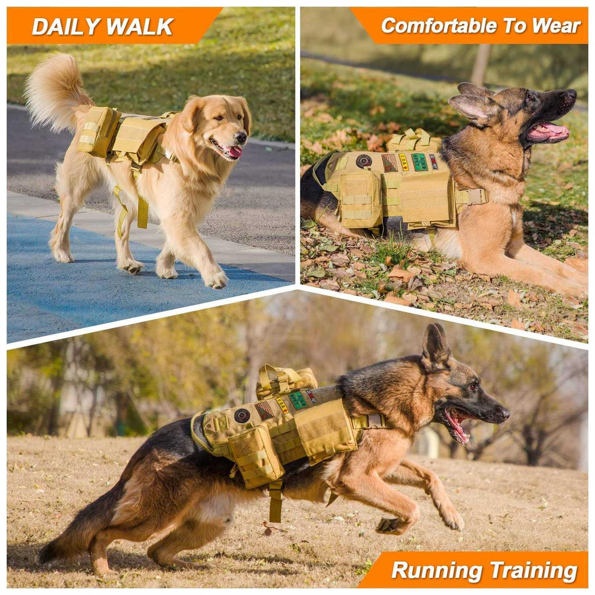 Tactical Dog Harness with Pouches L43820