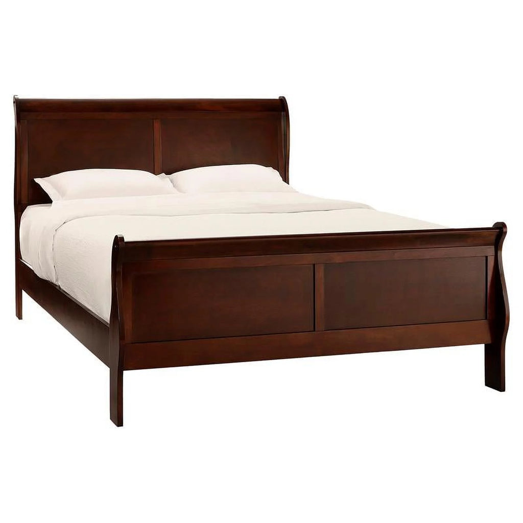 California King Sleigh Bed in Brown Cherry Y446277