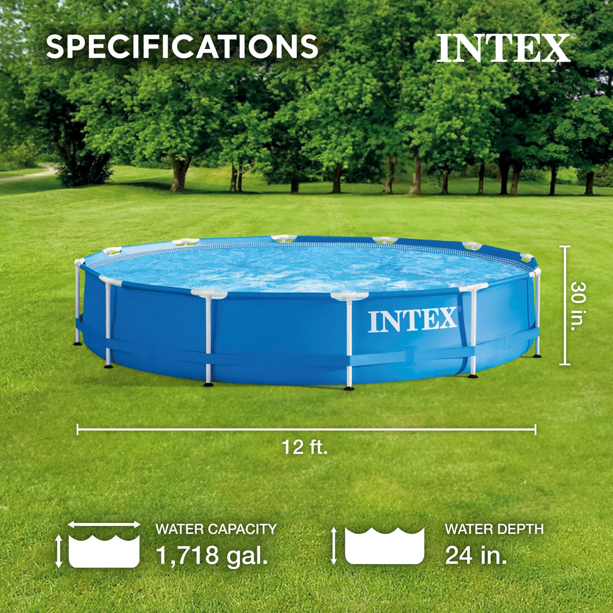 12' x 30 Metal Frame Round Above Ground Swimming Pool G3882