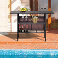 Outdoor Wicker Bar with 2 Storage Shelves J359