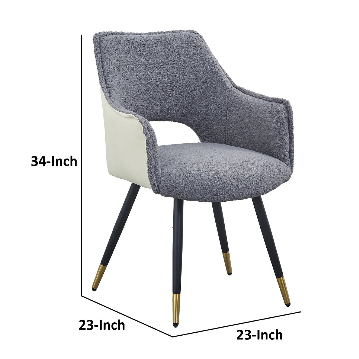 23 in. Gray Fabric Black Metal Legs Dining Chair W6189