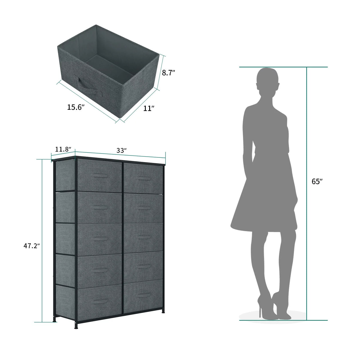 10 Drawer Storage Organizer with Wooden Top Shelf Y2470