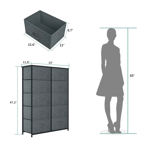 10 Drawer Storage Organizer with Wooden Top Shelf Y2470