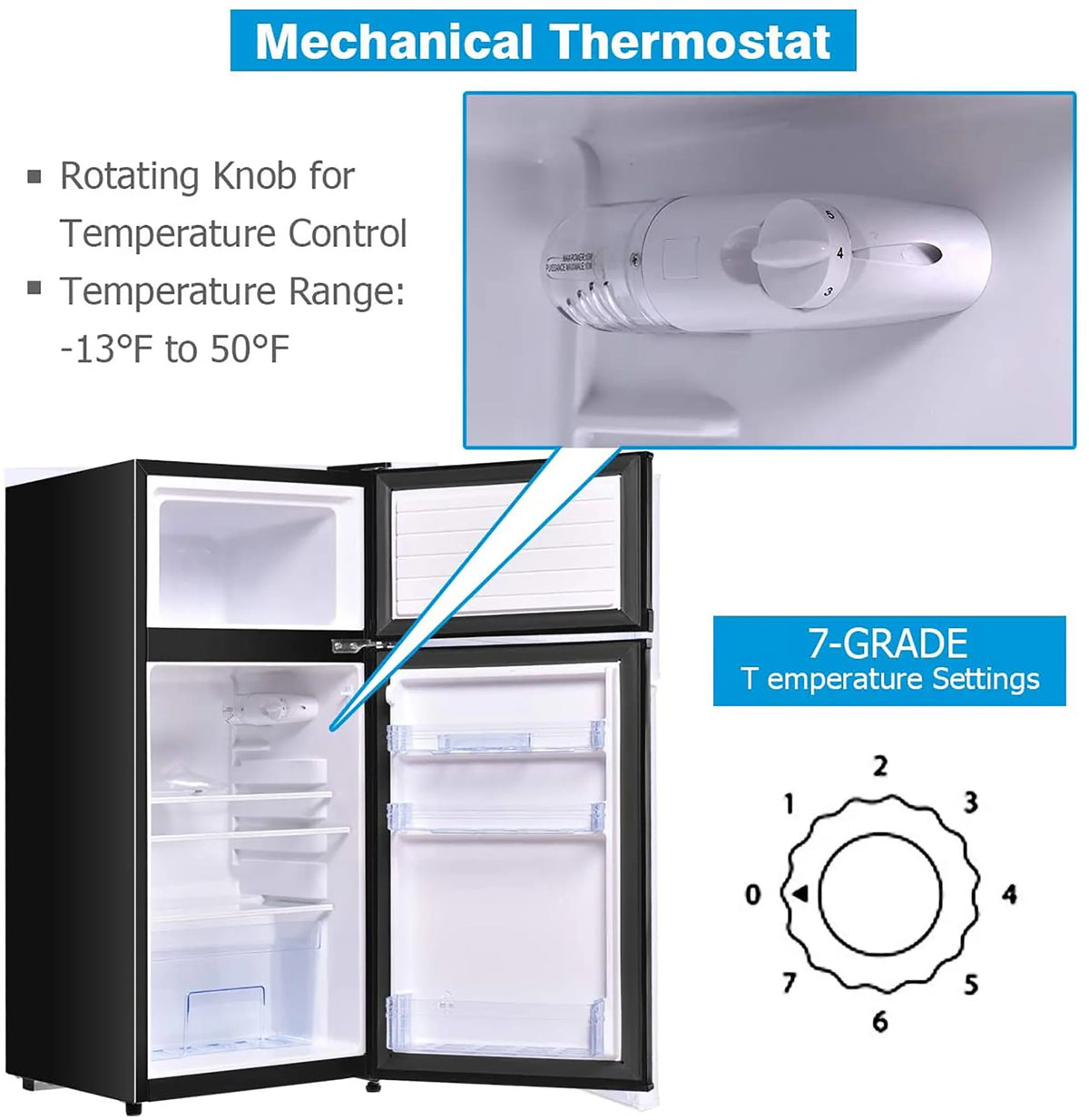 2 Doors 3.4 cu ft. Compact Mini Refrigerator Freezer M9375