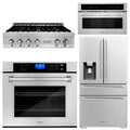 36 In. Rangetop, Refrigerator with Water and Ice Dispenser, Microwave and Wall Oven in Stainless Steel B78274