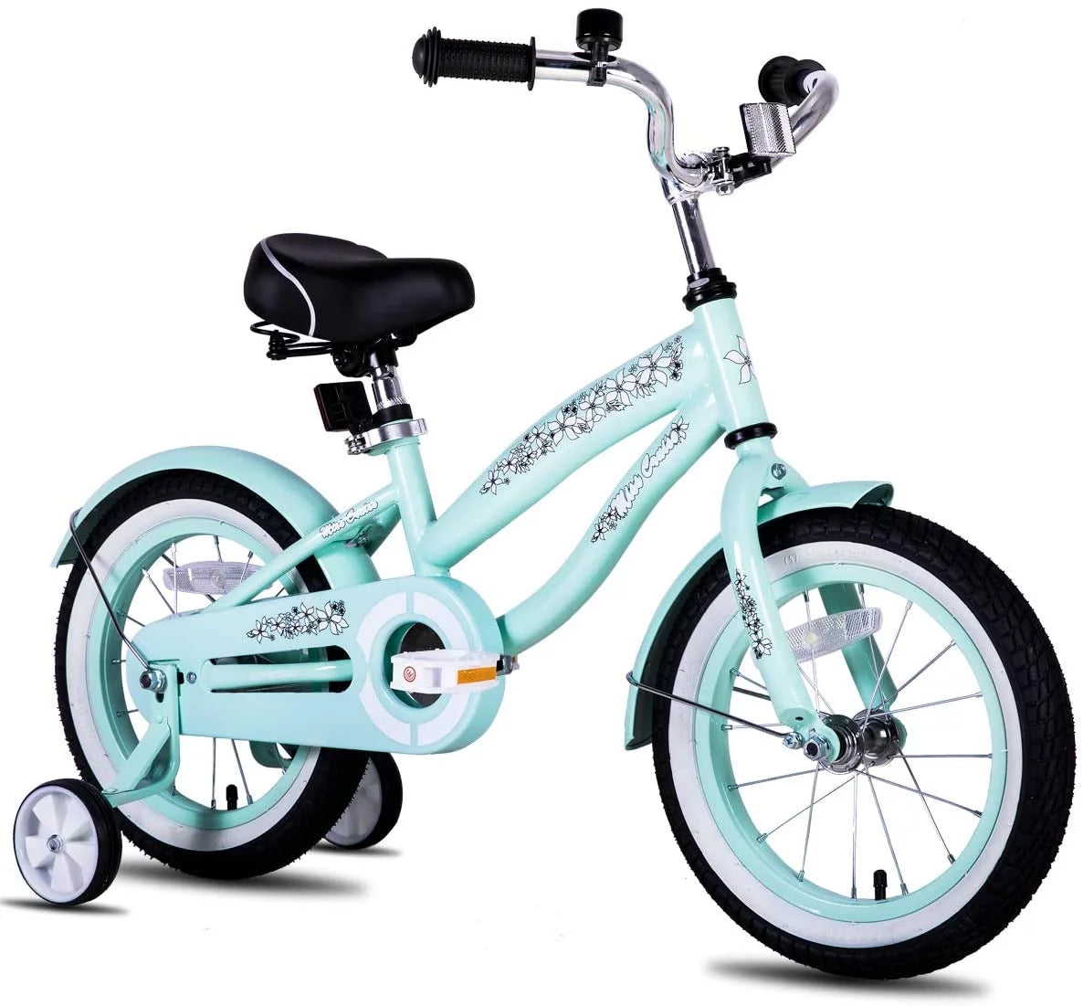12 14 16 Kids Cruiser Bike with Training Wheels, Green B235385
