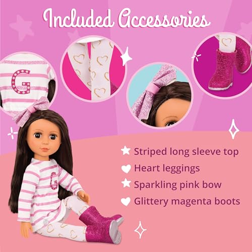 14-Inch Fashion Doll Blonde Hair Green Eyes Pink Cardigan Skirt Cat Outfit Z56563