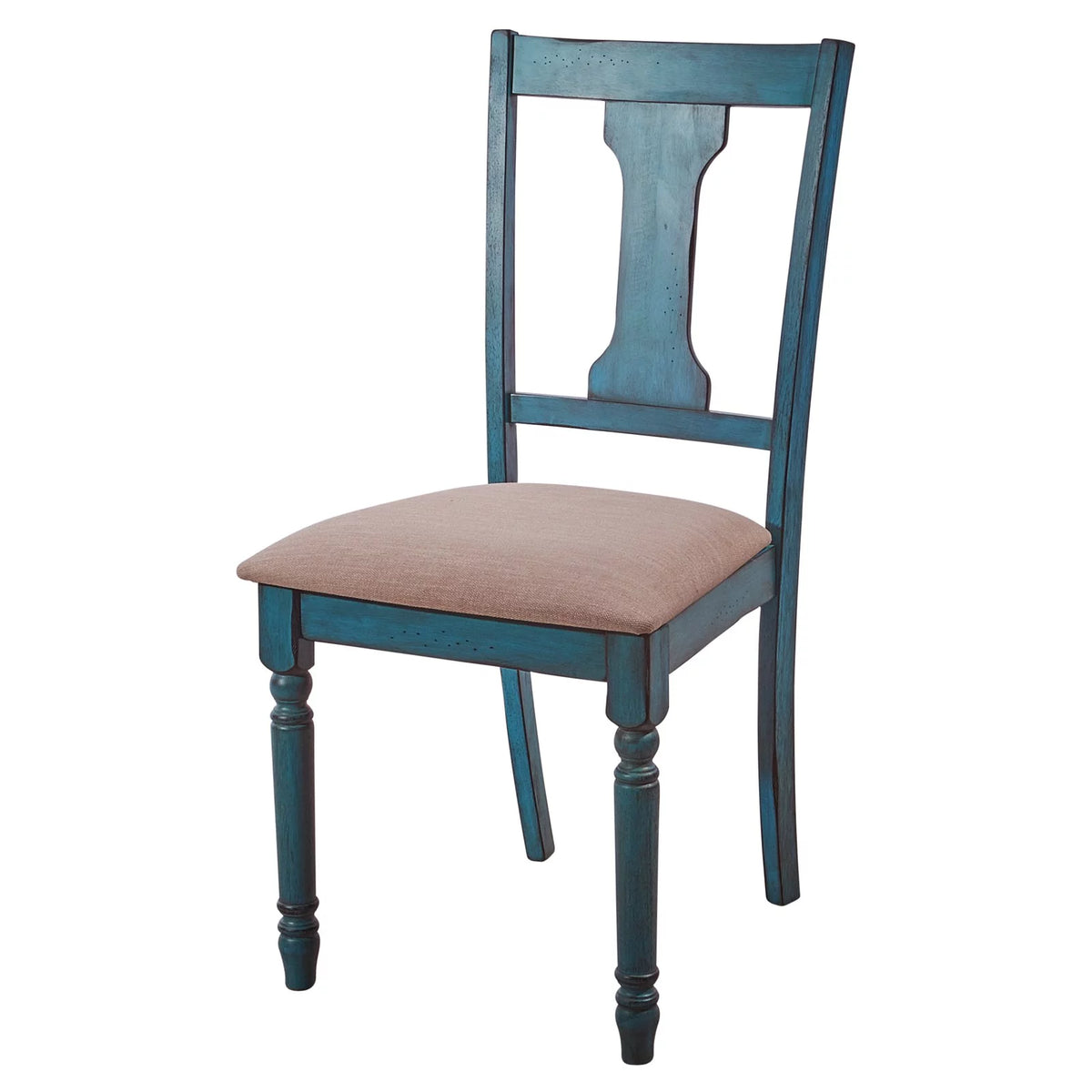 Distressed Teal Blue Dining Chair Set of 2 F40828