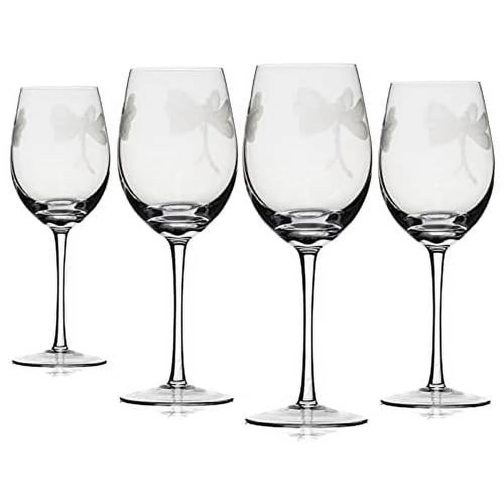 Sand Etched Stemmed Wine Glasses T102